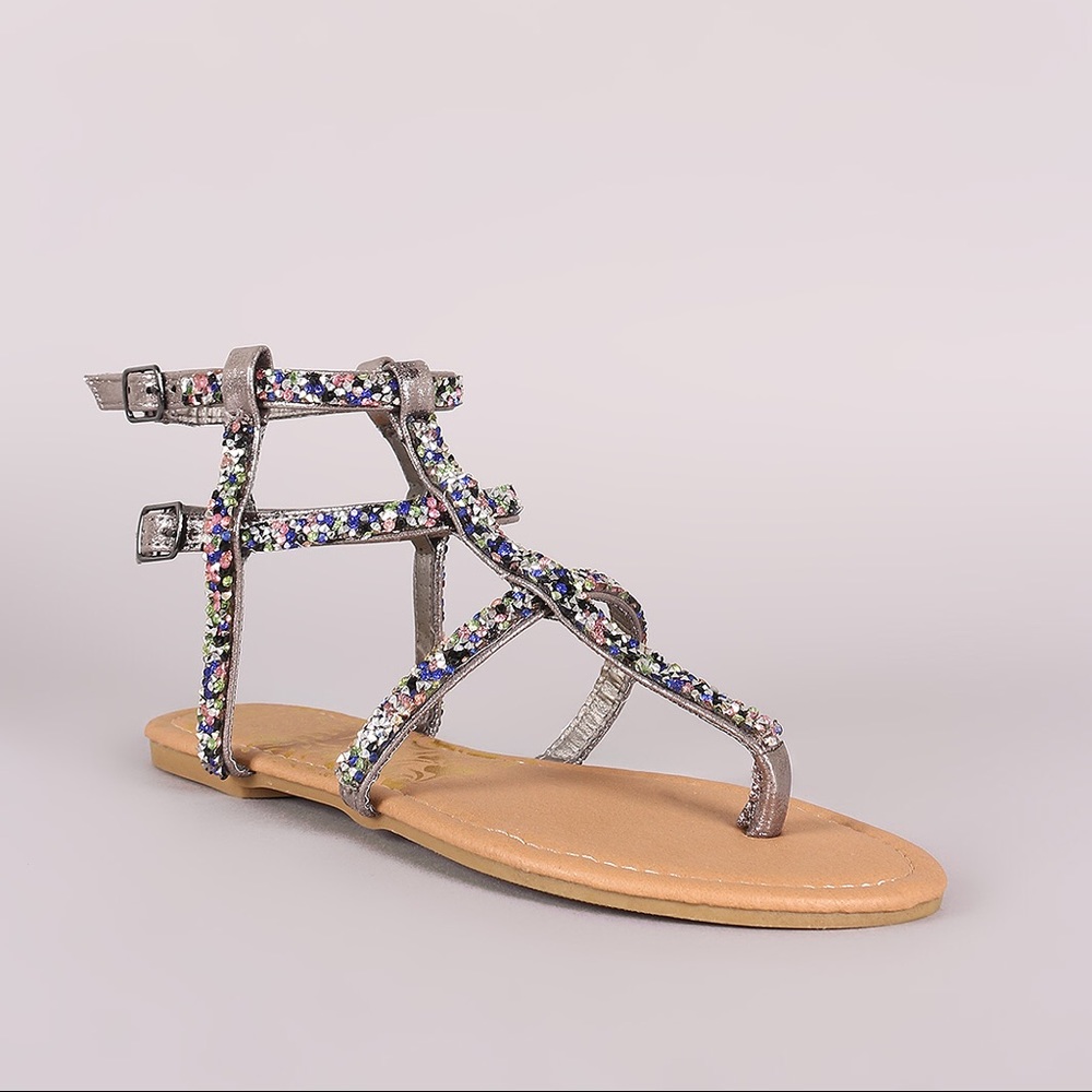 ❤️ Pewter Mermaid Rhinestone Gladiator Sandals - Picture 4 of 4